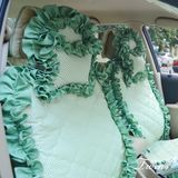 蕾丝汽车座垫可爱绿色四季通用车垫子女士韩国荷叶花边汽车坐垫套