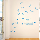 客厅沙发背景墙个性创意贴纸装饰贴地中海风格墙贴可定制蓝色海鸥