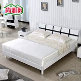板式床 1.8米双人床现代简约 1.5米高箱床 储物床 白色烤漆气动床