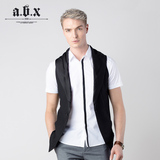 abx男装春秋新款韩版中长款马甲男修身型 男士青年时尚外套马夹潮