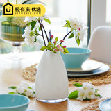 创意简约白色玻璃花瓶摆件客厅装饰品 欧式家居用品 餐桌花插花器