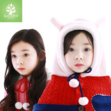 韩国可爱保暖披肩护耳帽儿童帽女宝宝2-10岁3小朋友4小孩帽子冬款