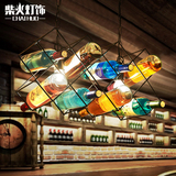 loft吊灯创意酒吧餐厅咖啡馆装饰酒瓶个性吧台客厅设计师艺术吊灯
