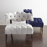 栀初高端定制实木家具 欧美式新古典实木布艺单人沙发休闲椅JM529