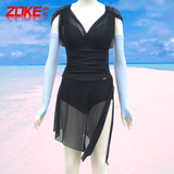 ZOKE专柜正品 性感欧洲站游泳衣女连体裙式小胸聚拢钢托遮肚显瘦