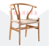 特价北欧宜家餐椅水曲柳实木实木椅子扶手办公椅叉骨圈椅扶手Y椅