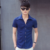 卡宾男衬衫短袖衬衫修身韩版男式衬衫透气棉男士衬衫商务衬衣薄款