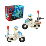 儿童玩具 益智小颗粒DIY警车摩托车 儿童益智拼插塑料 积木玩具