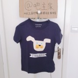 TYAKA/SHA 塔卡沙 DOG系列 深蓝色白狗男女款基本T恤MDN03