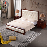 酒店1.8米实木床 现代新中式皮艺双人床 样板房别墅卧室组合家具