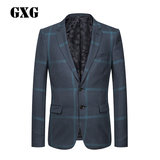 GXG男装 男士西装便服 时尚修身黑绿格休闲西装#53201014