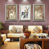 客厅装饰画 沙发背景墙挂画餐厅卧室有框壁画三联画 欧式装饰画