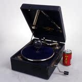 热卖特价古董 老物件收藏 Crown 唱机 78转手摇留声机发条力弱音