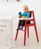 【IKEA/宜家专业代购】布拉梅  儿童餐椅 宝宝婴儿高脚椅子 红色