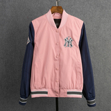 春秋季新款MLB棒球服韩版休闲情侣装夹克NY刺绣纯色男女学生外套