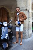 夏季 欧美男士修身全棉五分裤白色休闲裤 英伦街拍复古西装短裤潮
