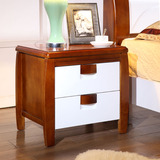地中海实木床头柜简约现代橡木实木白色床头柜2门整装床边储物柜