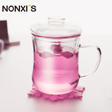 Nonxis龙兮 加厚大容量水杯玻璃茶水分离泡茶杯 透明带盖过滤杯子