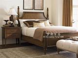 欧式床美式古典皮艺床双人床简约布艺床现代中式实木床大床柱子床