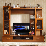 百方家具 现代中式实木电视柜组合电视墙背景墙地柜客厅电视机柜