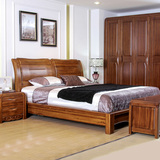缅甸柚木家具 柚木床 全实木1.8米双人床1.5 100%实木床