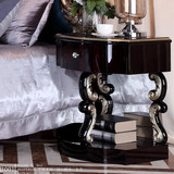 新古典创意实木床头柜香槟银色做旧卧室收纳储物柜新款双层床边柜