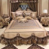 正品魅系列 高档奢华欧式纯色布艺蕾丝床盖防滑 三件套床旗抱枕