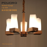 美式实木木头吊灯北欧风格吊灯创意客厅木质吊灯现代个性欧式吊灯