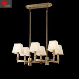 长方形全铜灯吊灯欧式复古铜灯创意个性美式客厅餐厅灯具卧室吧台