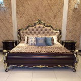 欧式床实木床卧室双人奢华婚床1.8米床真皮床橡木公主床皮艺床