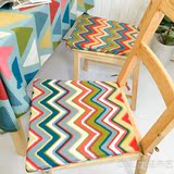 HGF波普 条纹布艺餐椅垫 欧式方形坐垫 梯形海绵椅垫 可拆洗 绑带