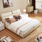 韩式真皮床现代简约婚床1.8米双人床皮艺床1.5米软包欧式床定制