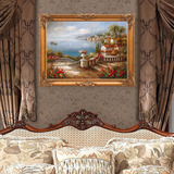 帝诺饰欧式客厅风水海景有框装饰画欧式古典风景纯手绘地中海油画