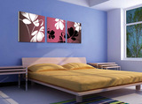 现代 客厅装饰画美式无框画壁画 挂画沙发背景墙画三联画简约花草