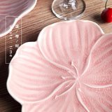 【虚靡时光】日式和风陶瓷西餐盘冰裂釉手工粉色水仙碗碟餐具套装
