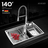 304不锈钢水槽大单槽厨房洗菜盆阿萨斯欧式多功能一体成型加厚