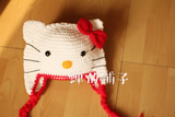 16新款手工毛线棉线HelloKitty凯蒂猫卡通护耳婴儿童帽子摄影道具