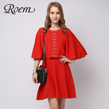 商场同款ROEM罗燕16年新品珍珠淑女连衣裙RCOU61202M专柜正品
