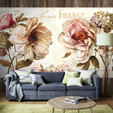 艾加美图美式复古墙纸 客厅电视壁纸卧室背景纯纸壁画 美式花卉