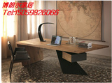美式复古工业风办公桌 实木长桌会议桌个性做旧书桌老板桌电脑桌