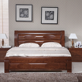 现代简约中式全实木床榆木床双人床婚床储物大床1.5米1.8米