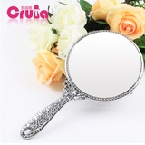 进口韩国公主镜欧式镜子 随身便携美容化妆镜 精致圆形手柄镜大号