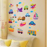 可移除墙贴纸幼儿园教室儿童房间男孩卧室墙壁装饰小汽车贴画卡通