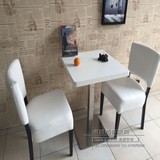 简易咖啡厅桌椅组合快餐桌甜品奶茶店桌椅西餐桌洽谈橡木方桌