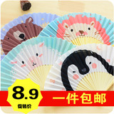 夏季可爱日式卡通布艺迷你折扇夏季学生男女式日用折叠小扇子批发