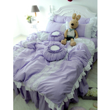 原创慕逸家纺纯棉四件套韩式全棉床上用品紫色欧美公主风被套床单