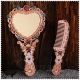 欧式古堡梳妆镜 创意礼物礼品美容镜 复古典随身化妆镜子梳子套装