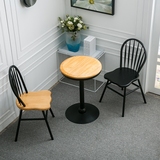 餐厅小圆桌椅组合 主题餐厅餐桌椅 创意实木圆形咖啡桌奶茶店桌
