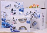 中式婚庆骨瓷餐具套装碗青花瓷陶瓷碗单层米饭碗结婚餐具礼盒套碗