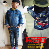 男童牛仔外套加绒加厚2015新款冬季儿童装女童牛仔夹克上衣韩版潮